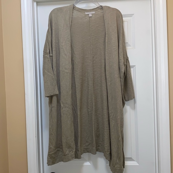 Woman Within khaki-colored open front duster, 3/4 sleeve Size 18/20 - Picture 1 of 6